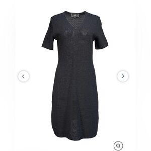St. John Black Knit Short Sleeve Dress Sz S Vintage
